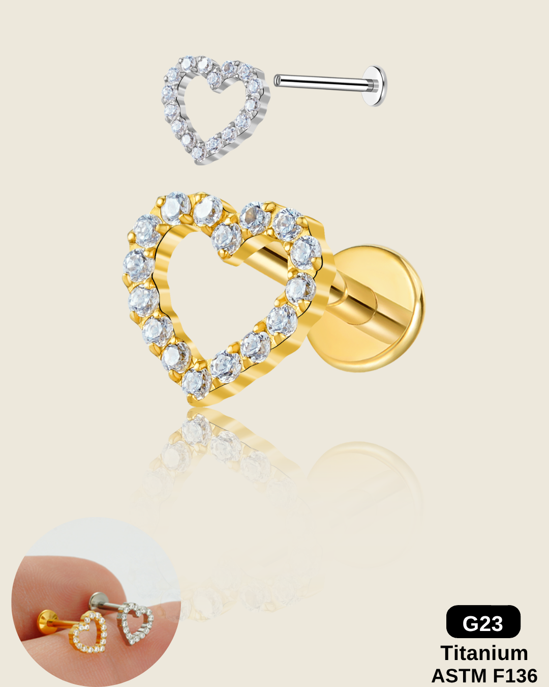 Open Pavé Heart Labret