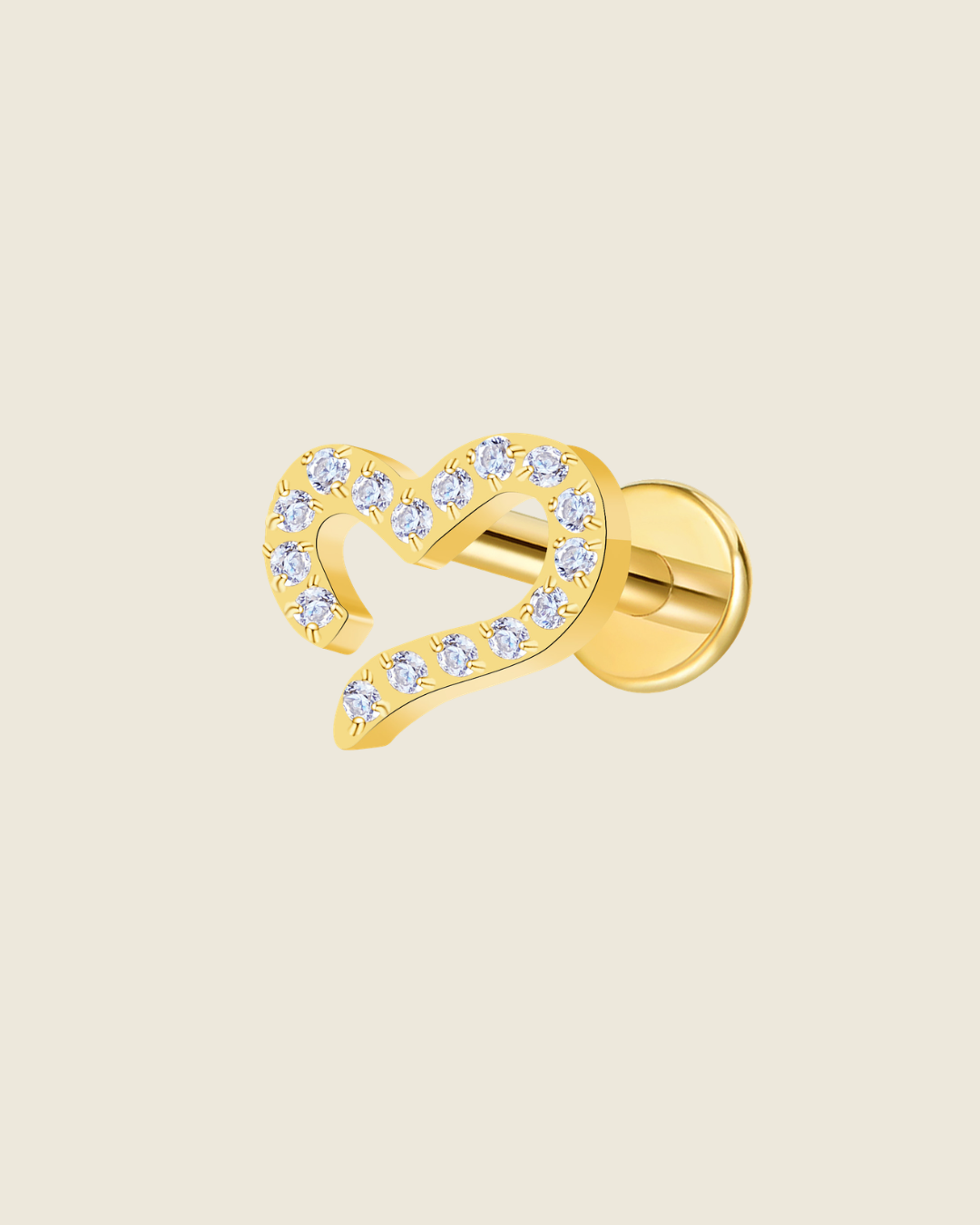 Asymmetric Pavé Heart Labret