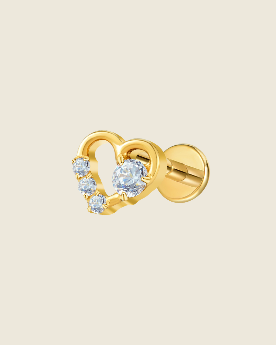 Solitaire Heart Accent Labret