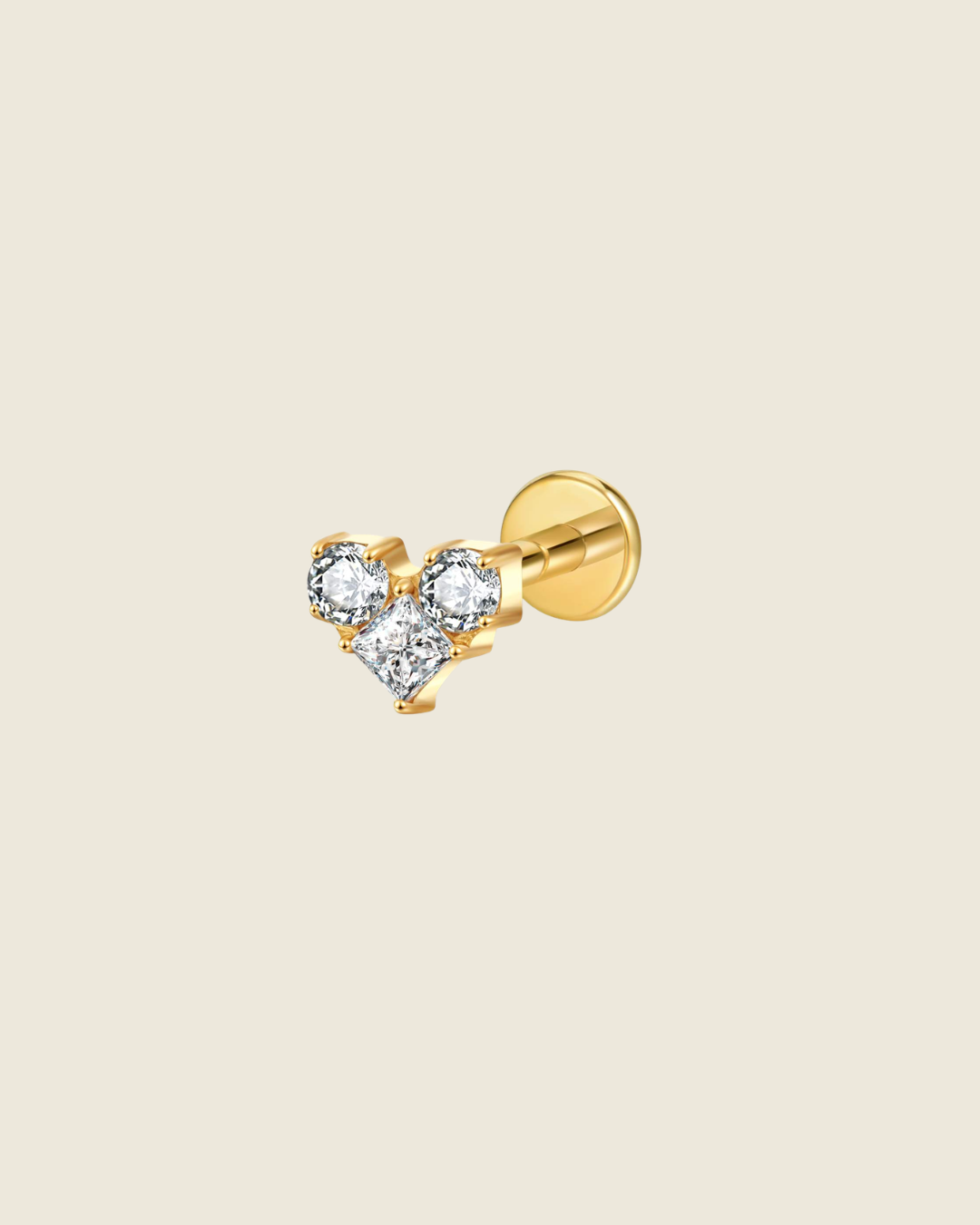 Geometric Gem Heart Cluster Labret
