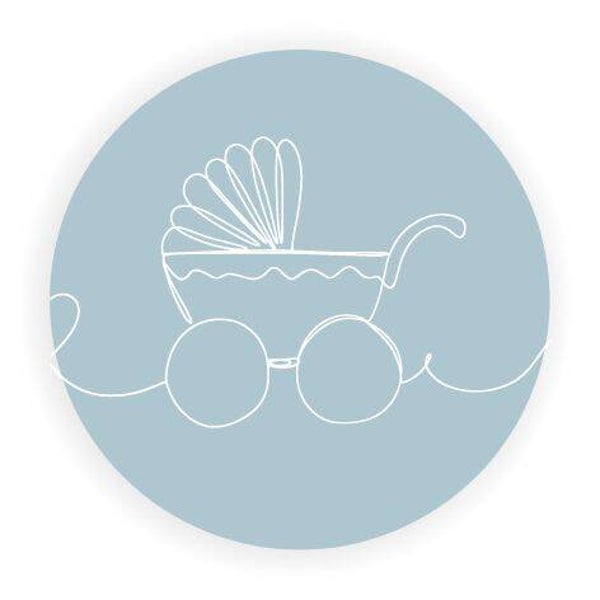 4 stickers - kinderwagen blauw