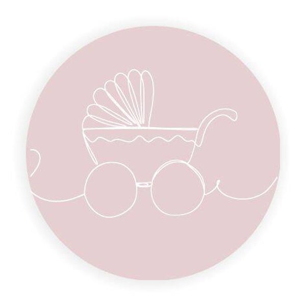 4 stickers - kinderwagen roze