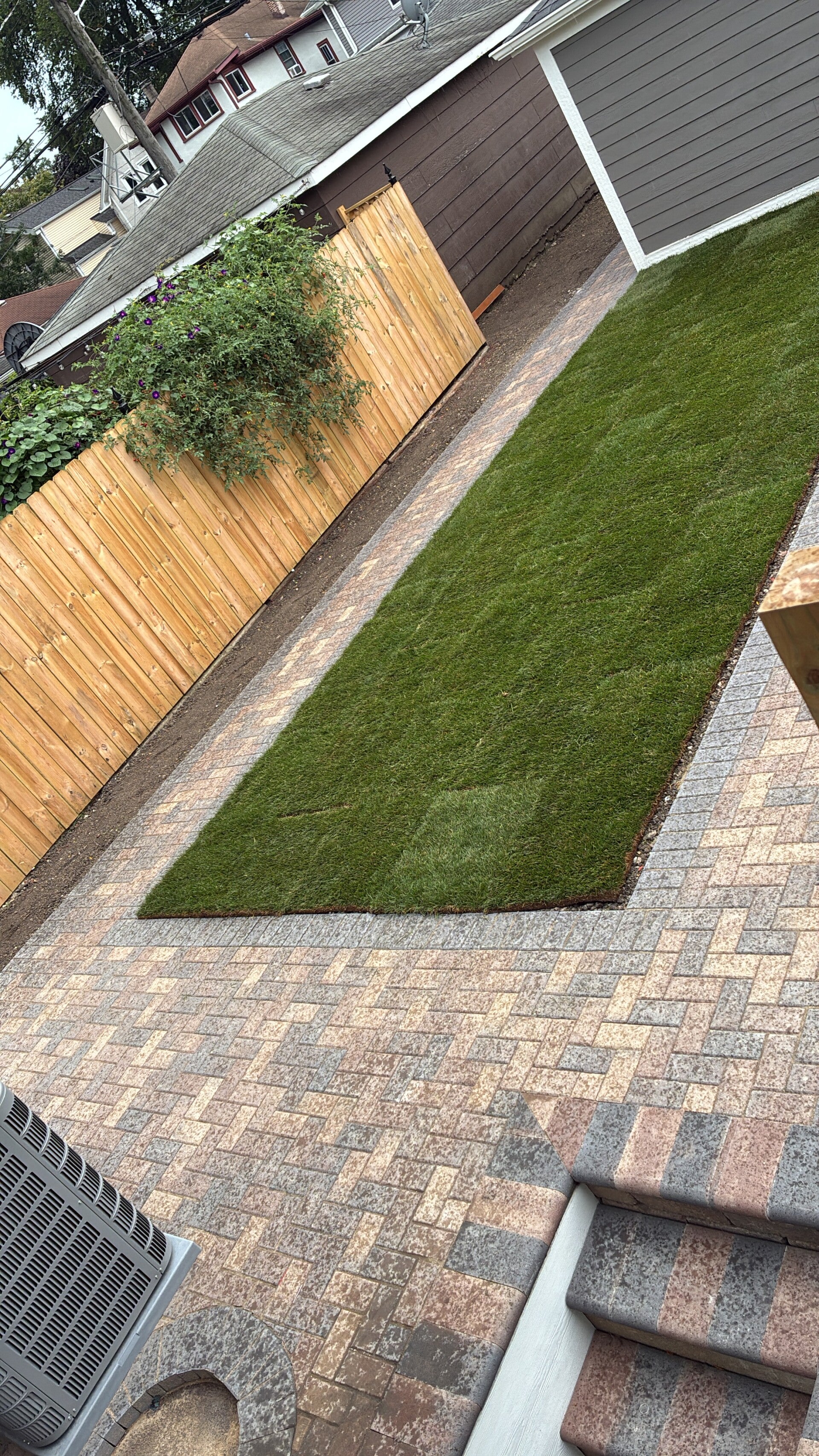 Plantation of grass and brick