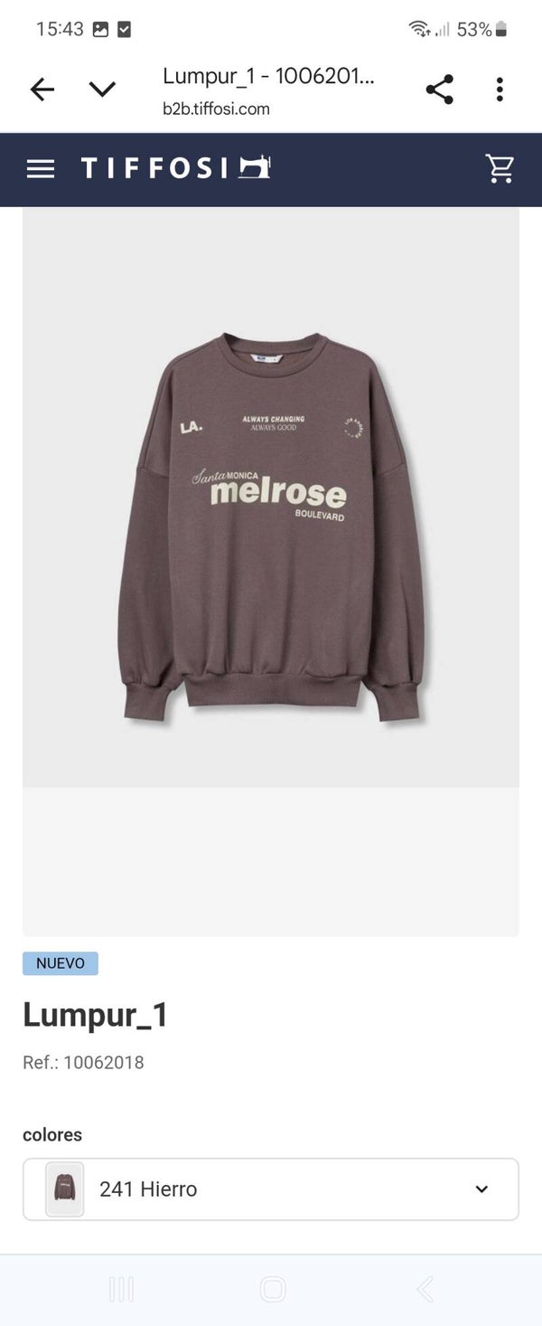 Sudadera color hierro TIFFOSI TEENS