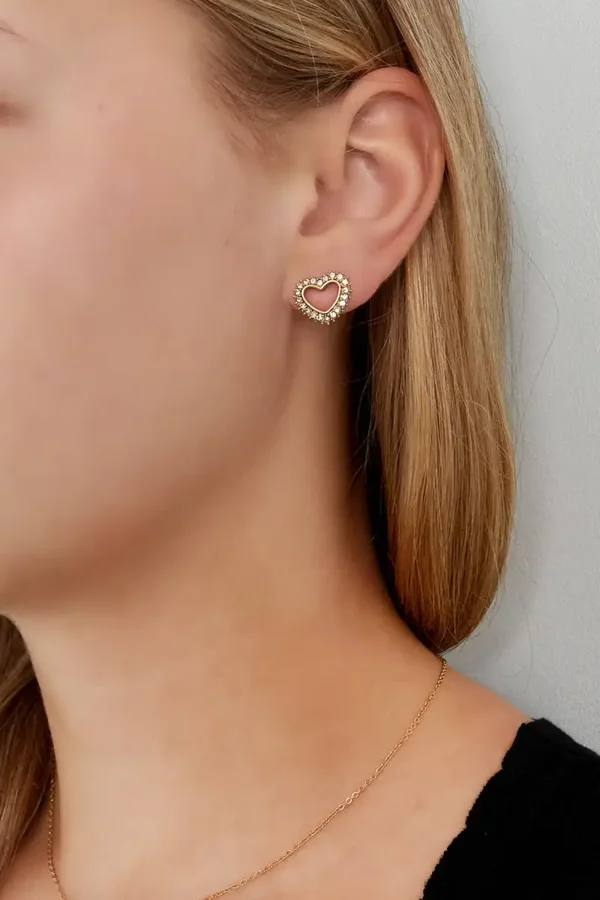 Oorbellen 'diamond heart studs'