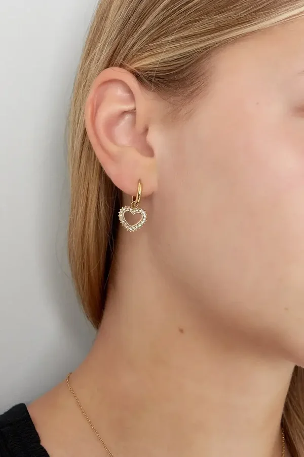 Oorbellen 'diamond heart'