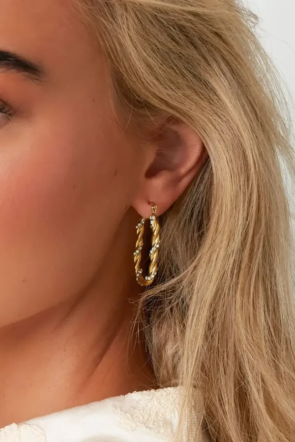 Oorbellen 'twisted sparkle hoops'