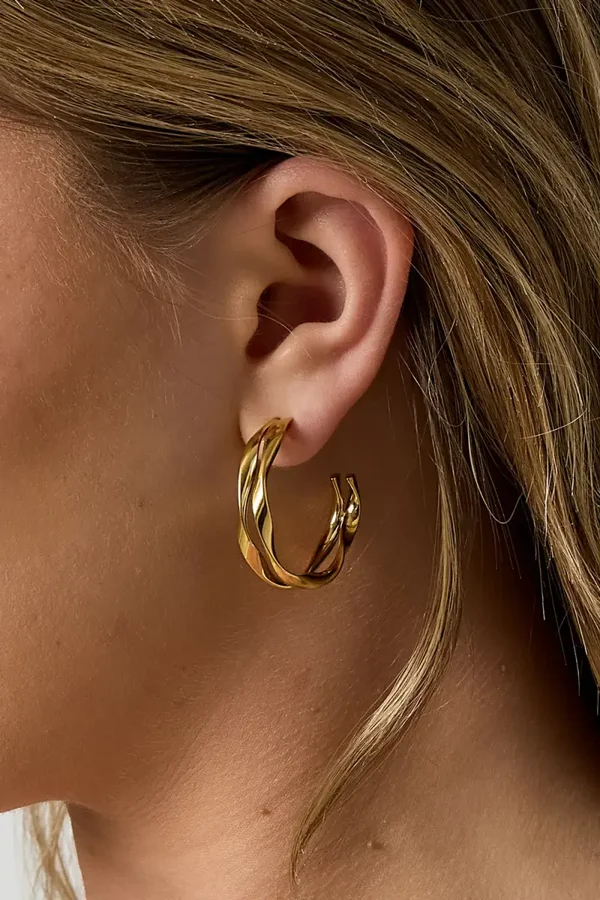 Oorbellen 'organic double hoops'