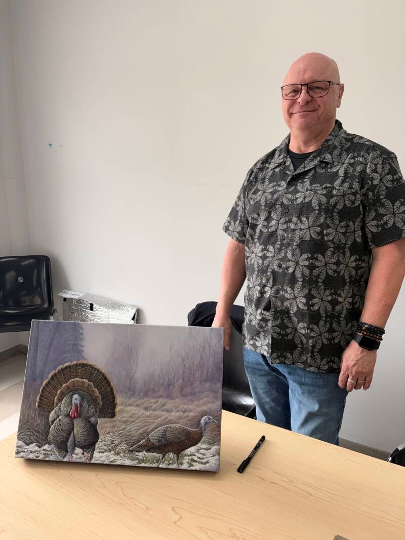 Robert M. Deschenes artiste peintre animalier naturaliste du Bas-Saint-Laurent avec son oeuvre Déploiement printanier, lauréate ex aequo Fondation de la Faune du Québec 2026"