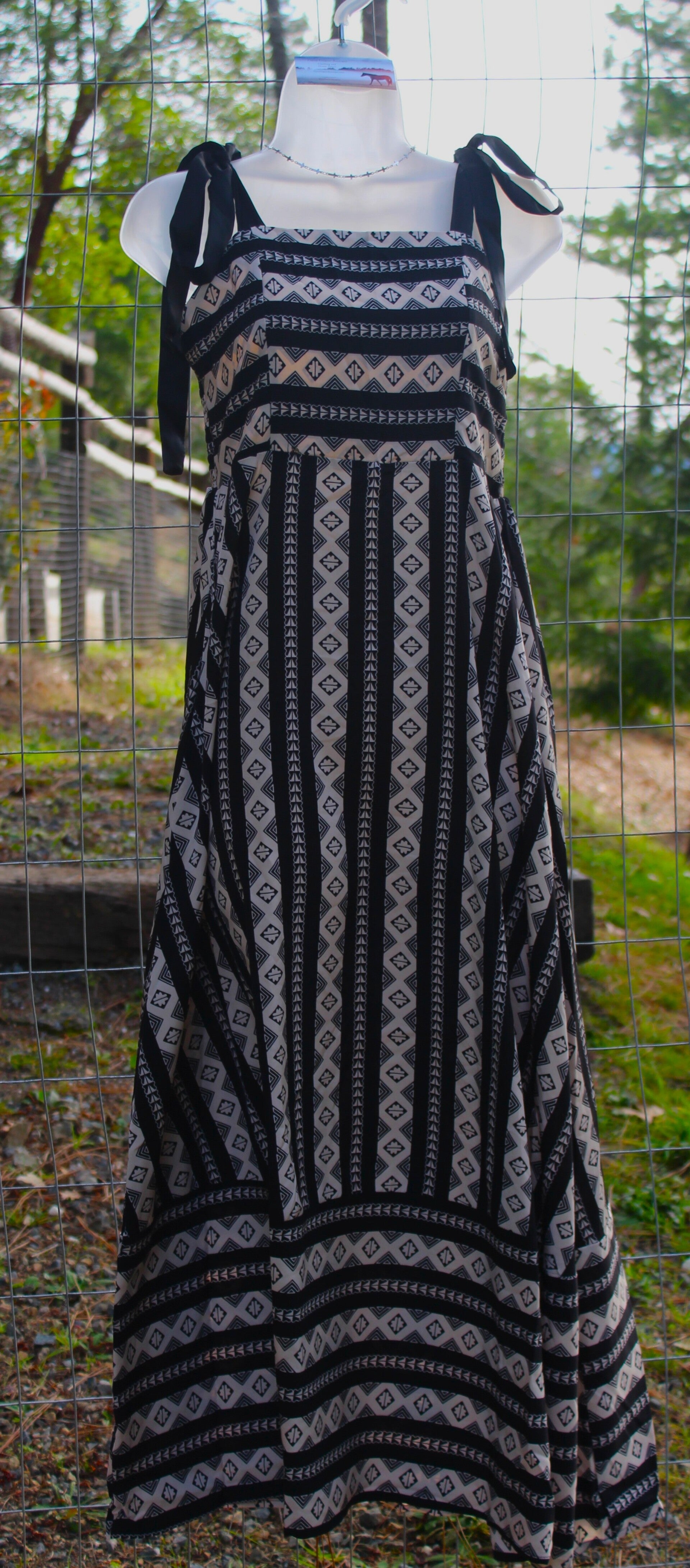 Aztec Striped Black and White Dress