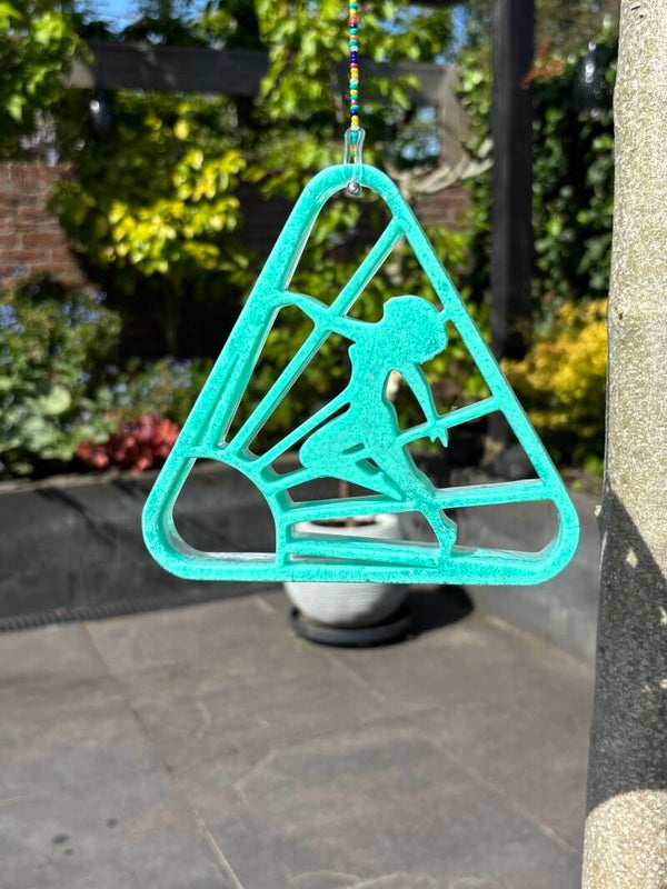 Hanger Naturisme symbool inturquoise/transparant , incl. kralenketting