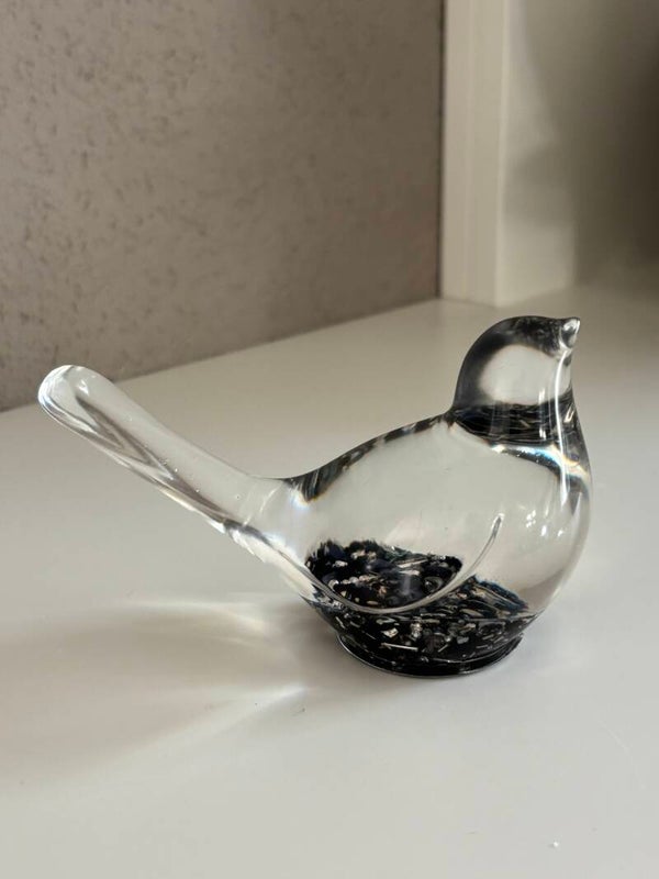 Decoratieve vogel in transparant/zwart/goud