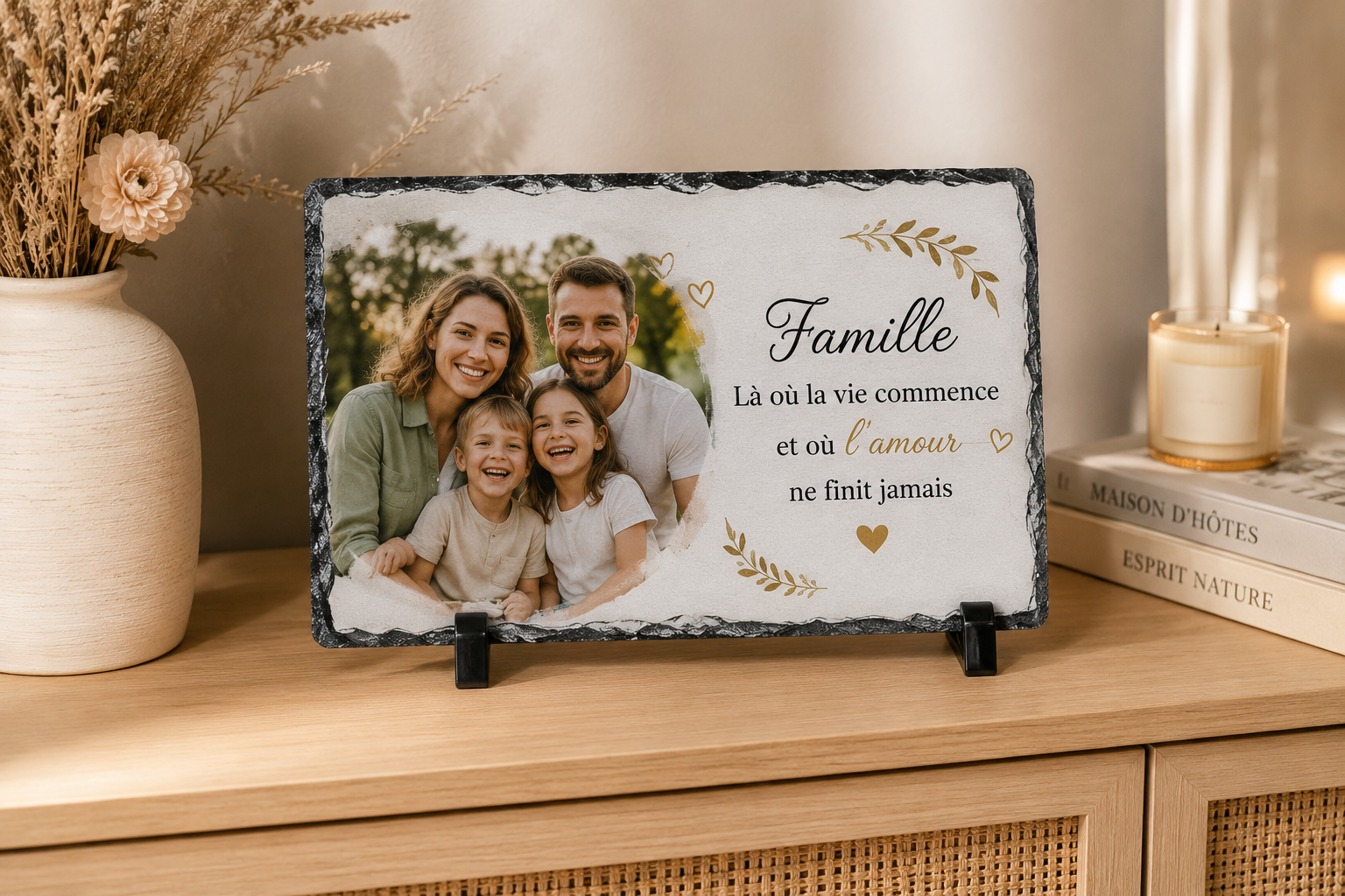 Cadres en ardoise personnalisés À partir de 17,90 € 📸 Personnalisation incluse 🎁 Support offert 🇫🇷 Réalisé avec soin dans notre atelier