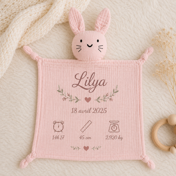 Doudou lapin personnalisé