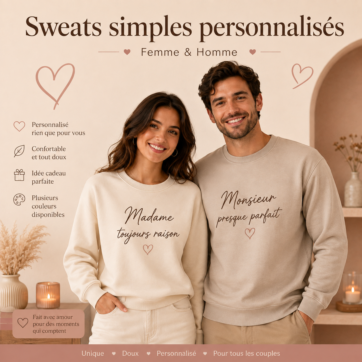 Sweat simple adulte personnalisé