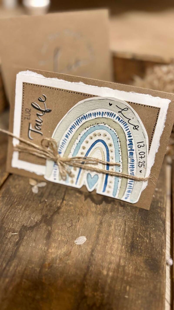 Toufchärtli "Rägeboge blau"