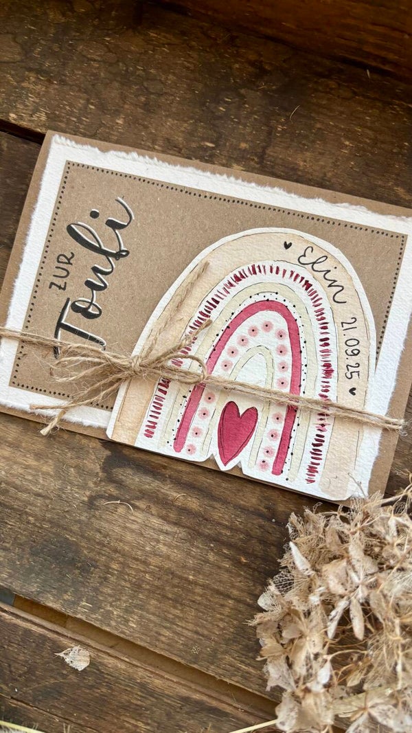 Toufchärtli "Rägeboge rosa"