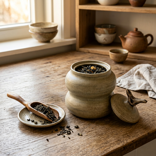 Pot met deksel aardetinten