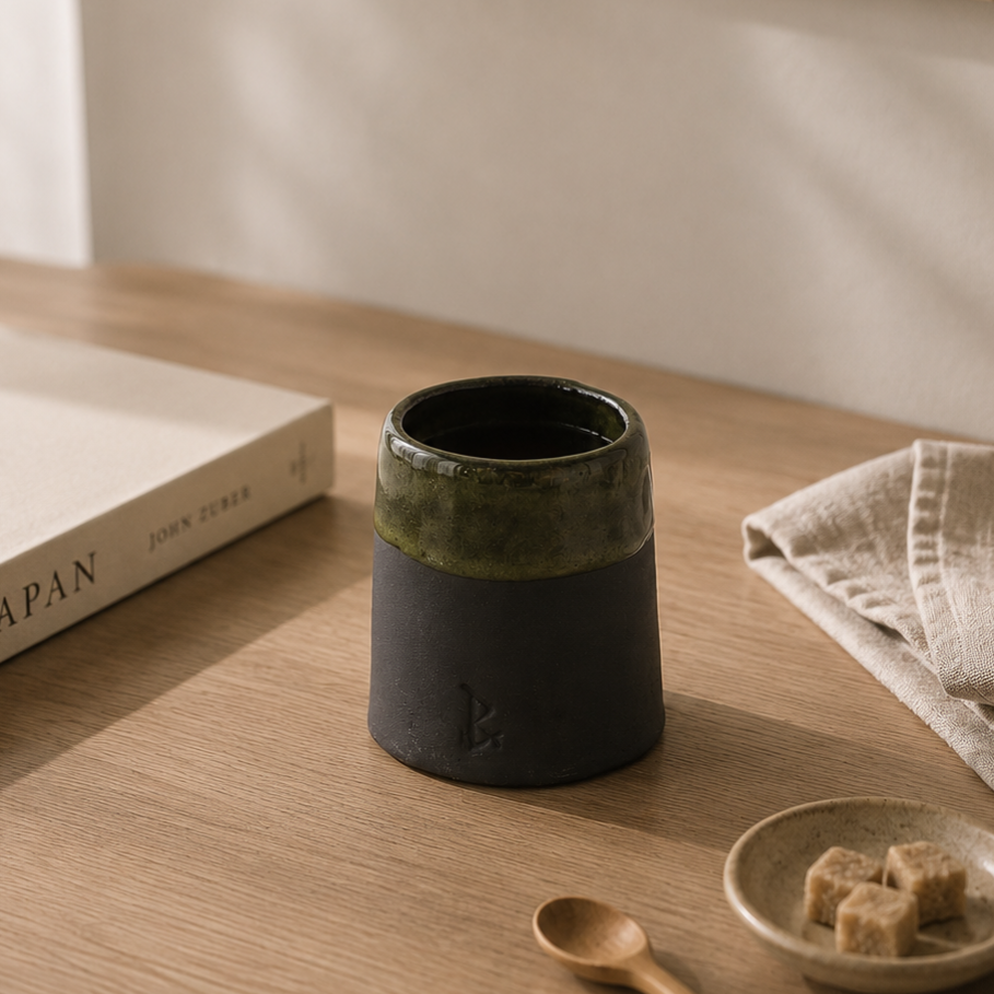 Koffiebeker zwart/groen