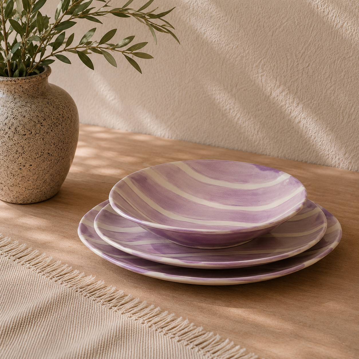 Bordenset in pastel kleuren