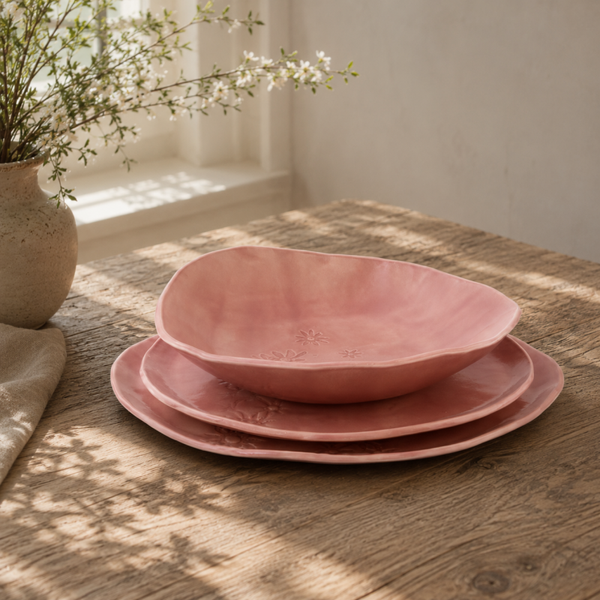 Borden set rose bloemmotief