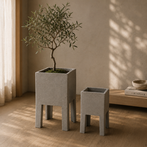 Set vazen beton grijs