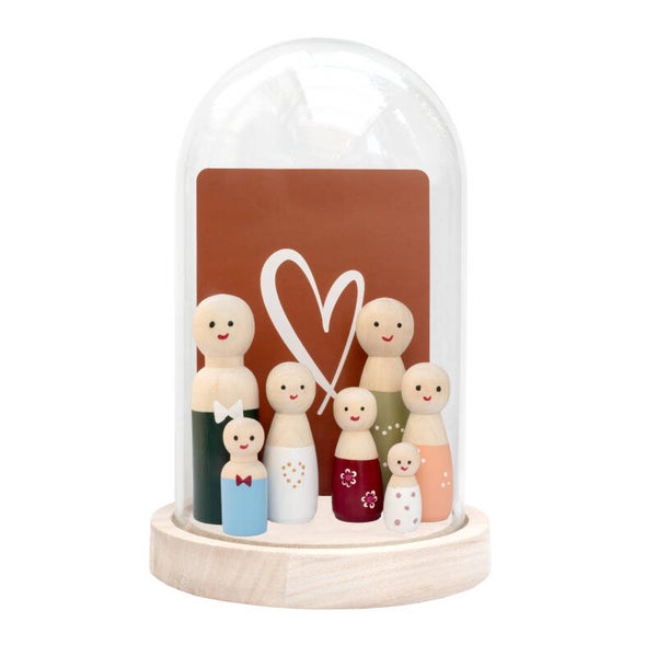 Glazen stolp met houten basisvoet Ø14 H21