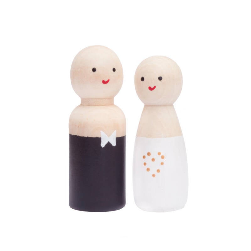 Houten bruidspoppetjes -peg dolls