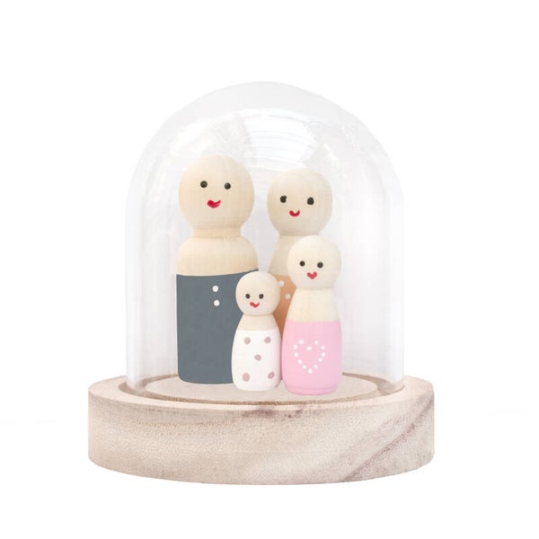 Glazen stolp met houten basisvoet Ø10 H10