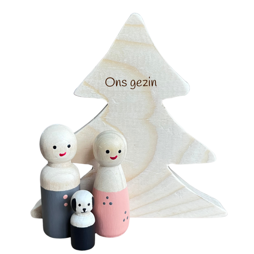 Houten dennenboom gepersonaliseerd