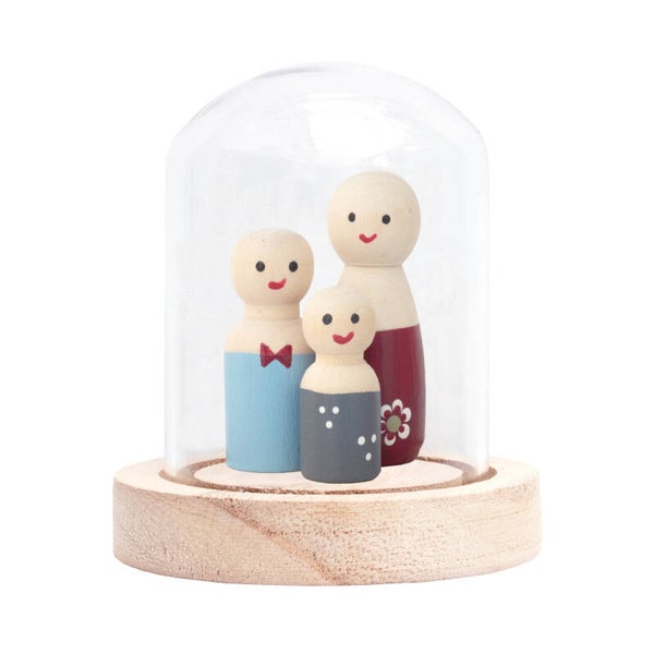 Glazen stolp met houten basisvoet  Ø8 H8