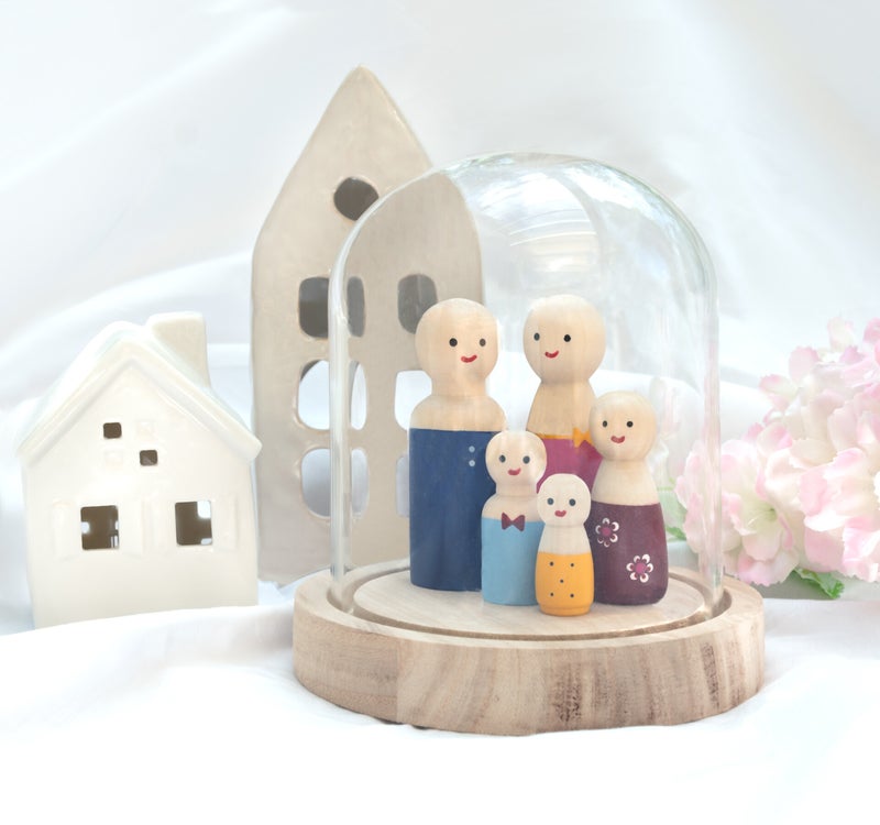 Houten poppetjes gezin - peg dolls