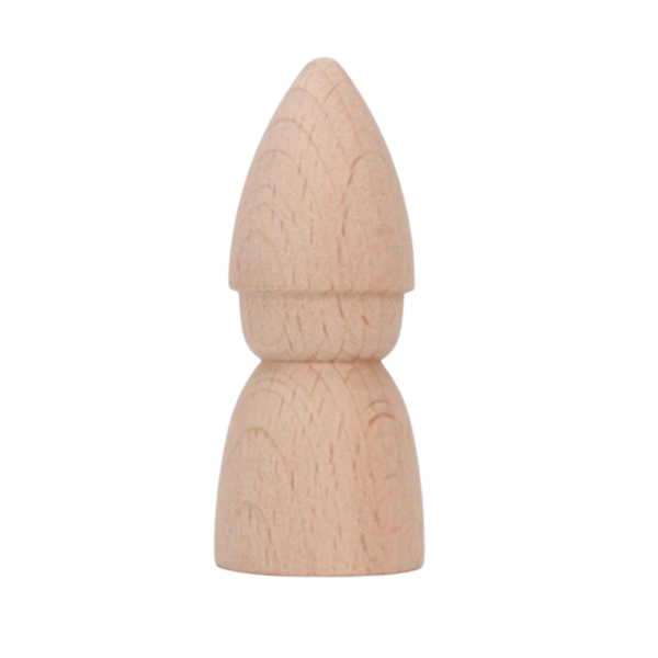 Blanco houten poppetje met puntmuts 7 cm