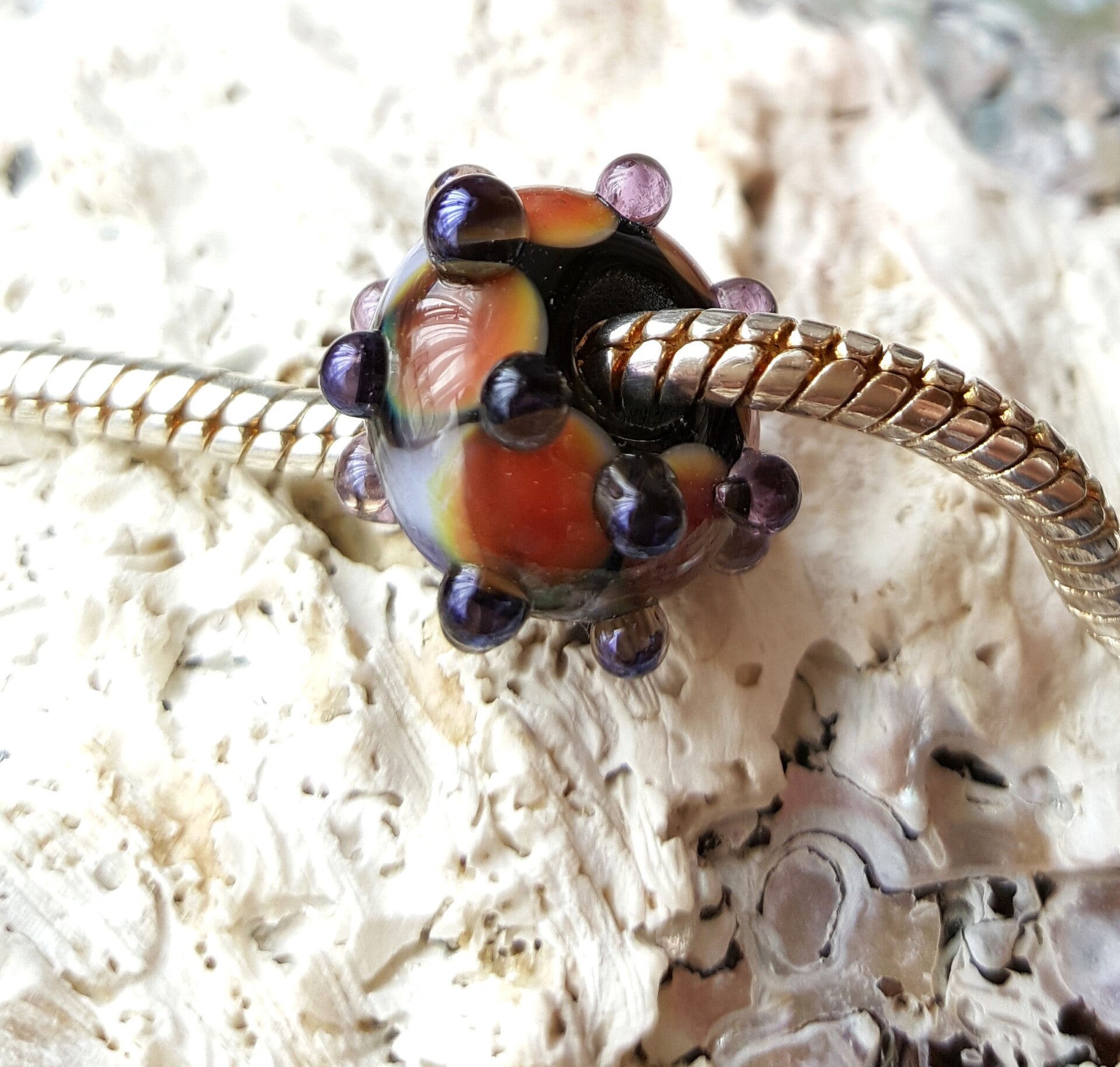 Handvervaardigde, handmade, glaskralen, grootgatkraal, big hole bead, european style, fits on pandora, fits on trollbeads