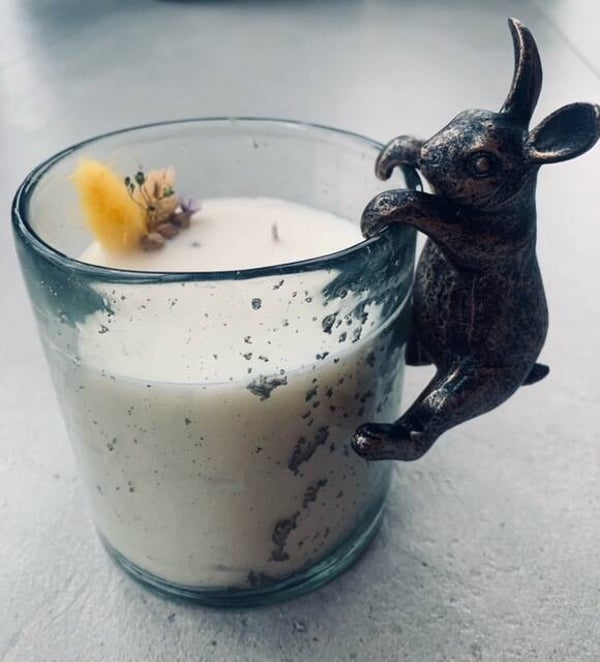 kaars in bubbel windlicht + haas