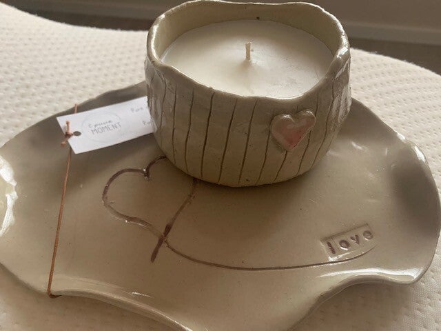 keramiek schaal + kaars 320ml