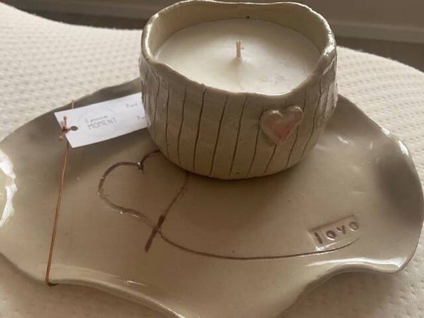 keramiek schaal + kaars 320ml