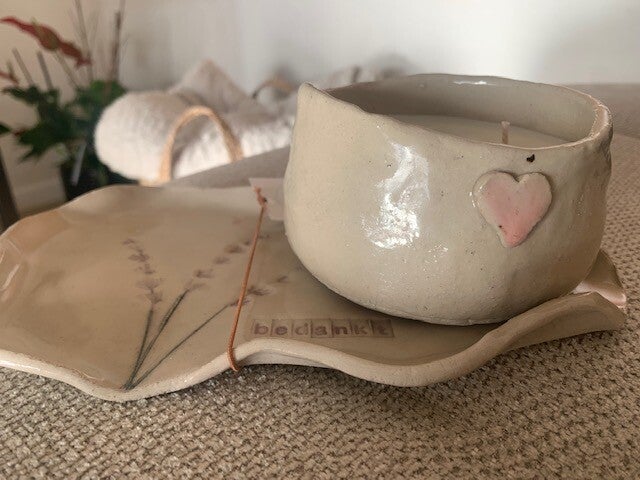 Keramiek schaal + geurkaars 320ml