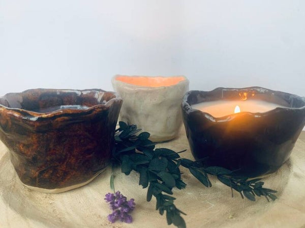 Setje van 3 keramiek kaarsjes