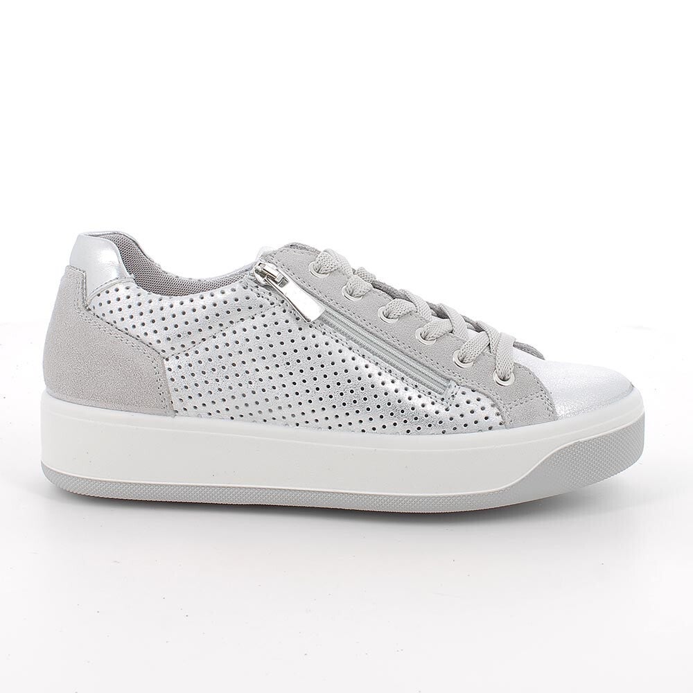 Igi & co. sneaker donna in pelle vintage/argento stringata con zip