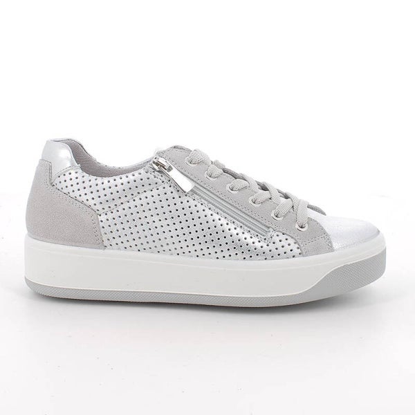 Igi & co. sneaker donna in pelle vintage/argento stringata con zip
