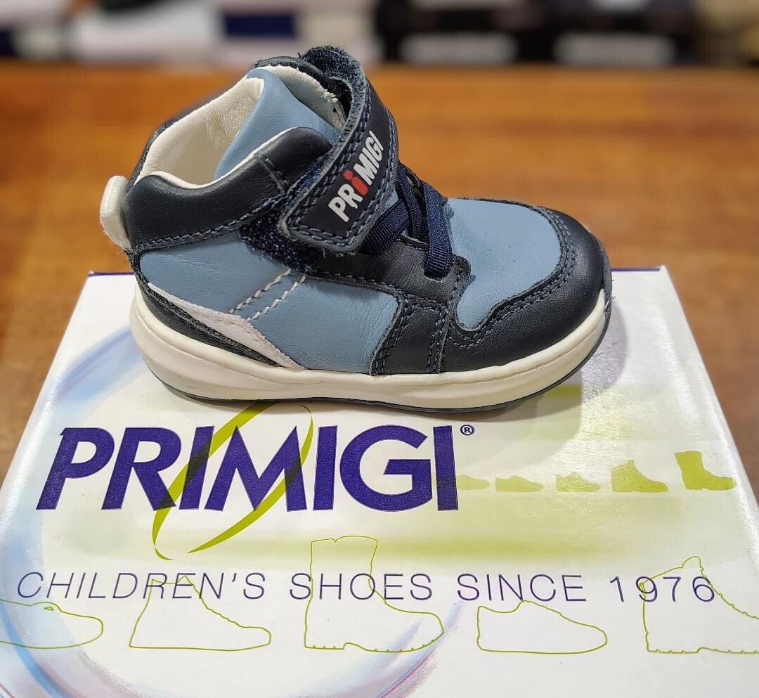 Primigi sneaker pelle con velcro celeste/blu 8050165588976