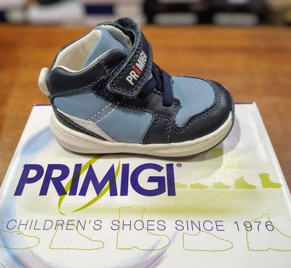 Primigi sneaker pelle con velcro celeste/blu 8050165588976