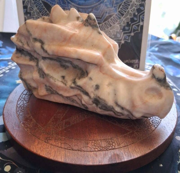 Large pink zebra jasper Dragon Head