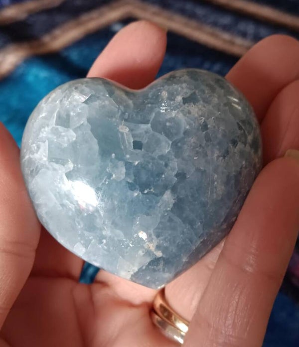 Blue Calcite puffy heart Palm Stone