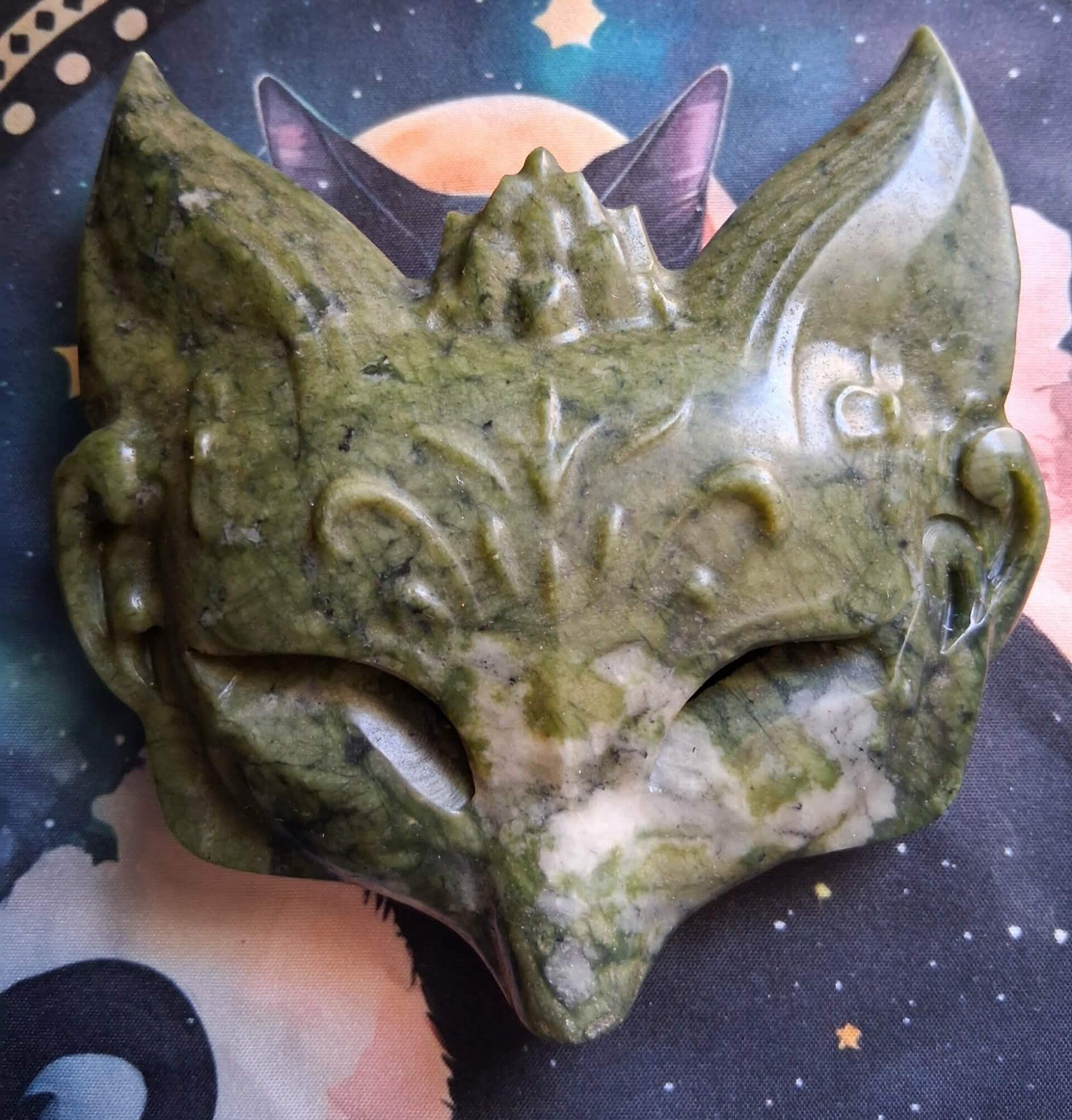 Large Jade Fox Mask Crystal