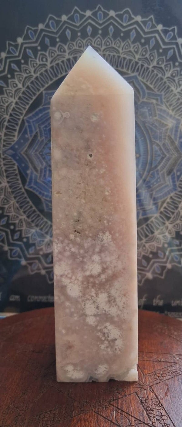 Pink Amythyst and flower agate Tower