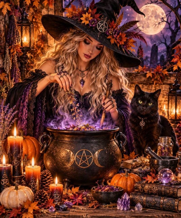 Witch and Her Cat Photo Digital Download