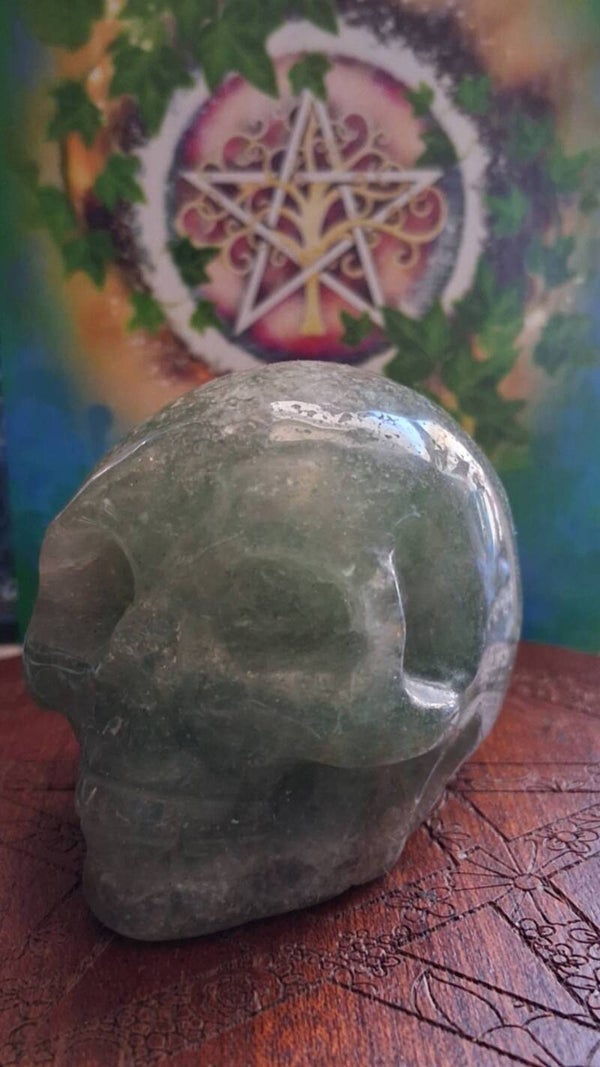 Green aventurine skull crystal