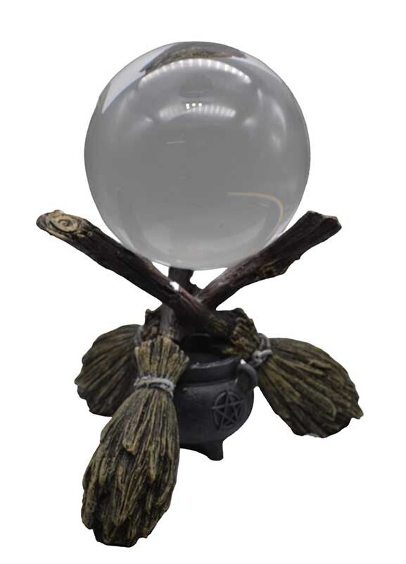 100mm Clear gazing ball with Broom Stand